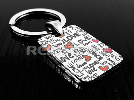 Oceľová kľúčenka love s textom